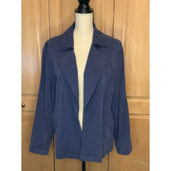 Chico's Women’s 2 US L Blue Drape Jacket, Soft Twill Lyocell Open Front Blazer - Picture 2 of 12